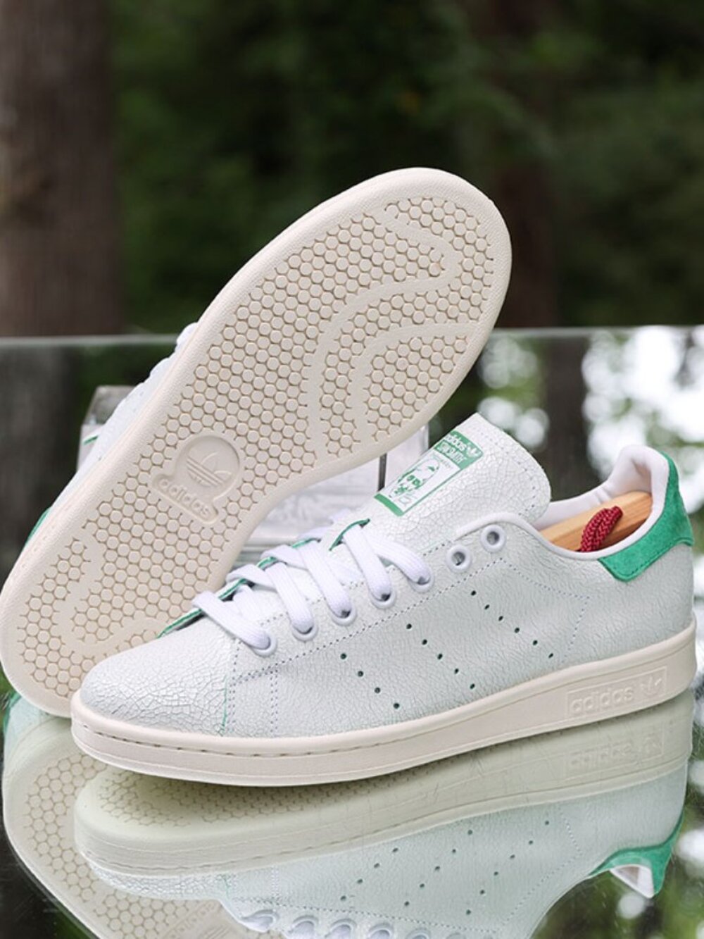 Adidas Stan Smith Cracked Leather White Green - Picture 5 of 13